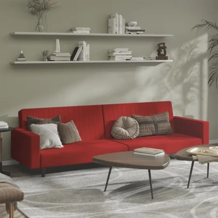 2-Sitzer-Schlafsofa Samt in der Farbe Rotwein von , Sofas - Ref: Foro24-375942, Preis: 251,09 €, Rabatt: %