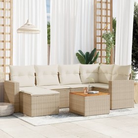 7-piece garden sofa set and beige synthetic rattan cushions by , Modular outdoor sofas - Ref: Foro24-3224224, Price: 438,10 €...