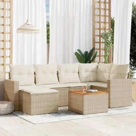 7-piece garden sofa set and beige synthetic rattan cushions by , Modular outdoor sofas - Ref: Foro24-3224224, Price: 469,32 €...