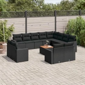 Garden sofa and cushion set 13 pieces black synthetic rattan by , Modular outdoor sofas - Ref: Foro24-3224389, Price: 909,81 ...