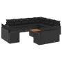 Garden sofa and cushion set 13 pieces black synthetic rattan by , Modular outdoor sofas - Ref: Foro24-3224389, Price: 909,81 ...