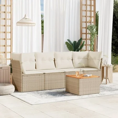 Garden sofa set with 5-piece synthetic rattan beige cushions by , Garden sets - Ref: Foro24-3223475, Price: 317,47 €, Discoun...