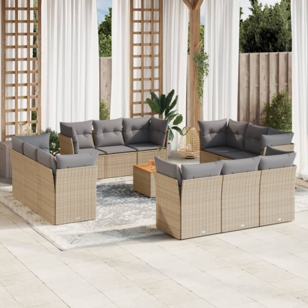 Garden set with 13-piece synthetic rattan beige cushions. by , Garden sets - Ref: Foro24-3223539, Price: 827,57 €, Discount: %