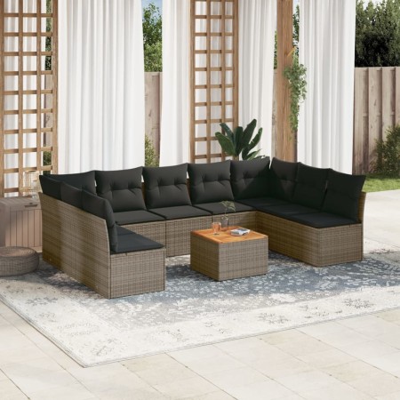 Garden sofa set 10 pieces with gray synthetic rattan cushions by , Garden sets - Ref: Foro24-3223792, Price: 539,76 €, Discou...