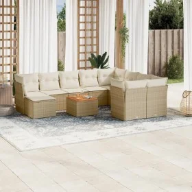 Set de sofás de jardín 11pzas con cojines ratán sintético beige de , Conjuntos de jardín - Ref: Foro24-3223972, Precio: 702,9...