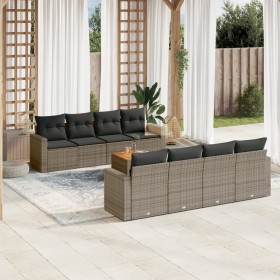 Garden furniture set 9 pieces and gray synthetic rattan cushions by , Garden sets - Ref: Foro24-3224044, Price: 534,93 €, Dis...