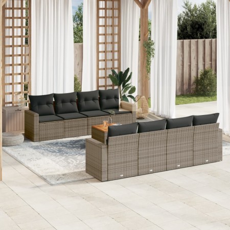 9-teiliges Gartenmöbel-Set und Kissen synthetisches Rattangrau von , Gartensets - Ref: Foro24-3224044, Preis: 534,93 €, Rabat...