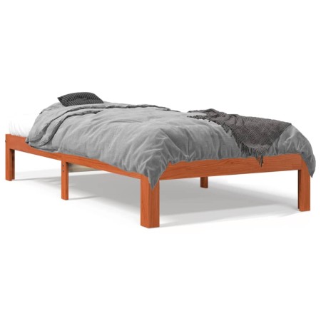 Estructura de cama madera maciza pino marrón cera 100x200 cm de , Camas y somieres - Ref: Foro24-844169, Precio: 79,99 €, Des...