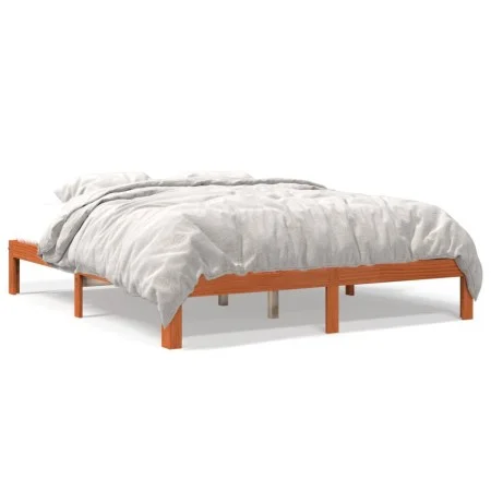 Bettgestell aus massivem, wachsbraunem Kiefernholz, 180 x 200 cm von , Betten und Lattenroste - Ref: Foro24-844174, Preis: 11...