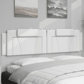 Cabecero de cama acolchado cuero sintético blanco 200 cm