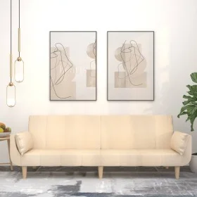 Two-seater sofa bed with two cream-colored fabric pillows by , Sofas - Ref: Foro24-375872, Price: 275,65 €, Discount: %