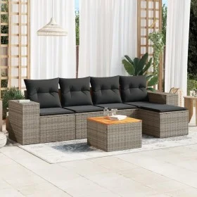 Set mit 6 Gartenmöbeln und Kissen synthetisches Rattangrau von , Gartensets - Ref: Foro24-3225423, Preis: 350,22 €, Rabatt: %