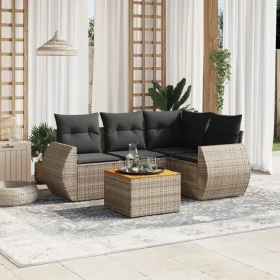 Garden sofa set with 5-piece synthetic rattan gray cushions by , Garden sets - Ref: Foro24-3257320, Price: 336,04 €, Discount: %
