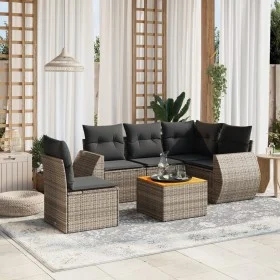 Set mit 6 Gartenmöbeln und Kissen synthetisches Rattangrau von , Gartensets - Ref: Foro24-3257341, Preis: 389,29 €, Rabatt: %