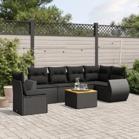 7-piece garden dining set with black synthetic rattan cushions by , Garden sets - Ref: Foro24-3257357, Price: 434,58 €, Disco...