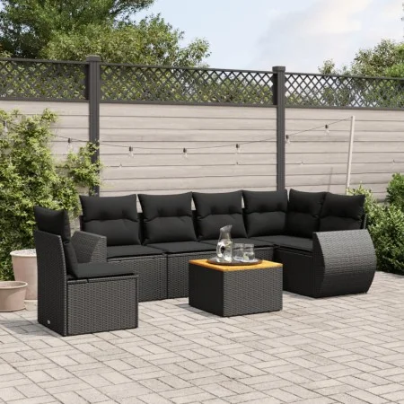 7-piece garden dining set with black synthetic rattan cushions by , Garden sets - Ref: Foro24-3257357, Price: 434,58 €, Disco...