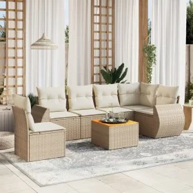 Set of 7-piece garden sofas and beige synthetic rattan cushions by , Garden sets - Ref: Foro24-3257360, Price: 504,16 €, Disc...