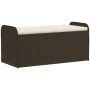 Banco de almacenaje y cojín ratán sintético marrón 115x51x52 cm de , Bancos de jardín - Ref: Foro24-365729, Precio: 135,30 €,...
