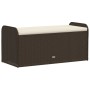 Aufbewahrungsbank und Kissen Kunstrattan braun 115x51x52 cm von , Gartenbänke - Ref: Foro24-365729, Preis: 137,96 €, Rabatt: %