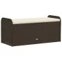 Banco de almacenaje y cojín ratán sintético marrón 115x51x52 cm de , Bancos de jardín - Ref: Foro24-365729, Precio: 135,30 €,...