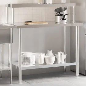 Kitchen work table with stainless steel shelf 110x55x120cm by , Restoration - Ref: Foro24-3208899, Price: 243,42 €, Discount: %