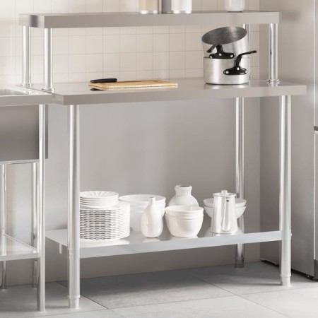 Mesa de trabajo para cocina con estante acero inox 110x55x120cm de , Restauración - Ref: Foro24-3208899, Precio: 222,28 €