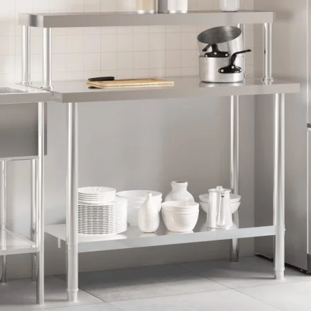 Mesa de trabajo para cocina con estante acero inox 110x55x120cm de , Restauración - Ref: Foro24-3208899, Precio: 243,42 €, De...