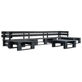 6-teiliges Garten-Palettenmöbelset aus schwarzem Holz von vidaXL, Gartensets - Ref: Foro24-277432, Preis: 322,57 €, Rabatt: %