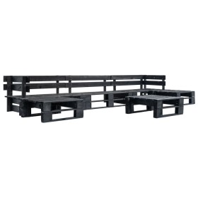 6-teiliges Garten-Palettenmöbelset aus schwarzem Holz von vidaXL, Gartensets - Ref: Foro24-277432, Preis: 362,95 €, Rabatt: %