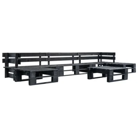 Set de muebles de palés para jardín 6 piezas madera negro de vidaXL, Conjuntos de jardín - Ref: Foro24-277432, Precio: 335,24...