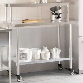 Mesa de trabajo para cocina con estante acero inox 110x55x120cm de , Restauración - Ref: Foro24-3208901, Precio: 229,25 €, De...
