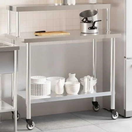 Küchenarbeitstisch mit Edelstahlregal 110x55x120cm von , Wiederherstellung - Ref: Foro24-3208901, Preis: 229,25 €, Rabatt: %