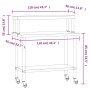 Mesa de trabajo para cocina con estante acero inox 110x55x120cm