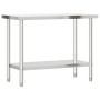 Mesa de trabajo para cocina con estante acero inox 110x55x150cm de , Restauración - Ref: Foro24-3208903, Precio: 280,21 €, De...