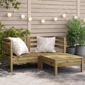Garden sofa 2-seater with impregnated pine wood footrest by , Modular outdoor sofas - Ref: Foro24-838025, Price: 145,53 €, Di...