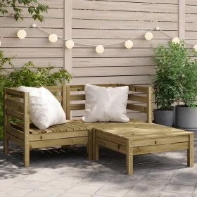 Garden sofa 2-seater with impregnated pine wood footrest by , Modular outdoor sofas - Ref: Foro24-838025, Price: 143,45 €, Di...