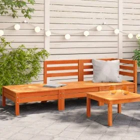 3-seater garden sofa made of solid pine wood in brown wax by , Modular outdoor sofas - Ref: Foro24-838044, Price: 124,84 €, D...
