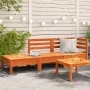 Sofá de jardín de 3 plazas madera maciza de pino marrón cera de , Sofás modulares de exterior - Ref: Foro24-838044, Precio: 1...