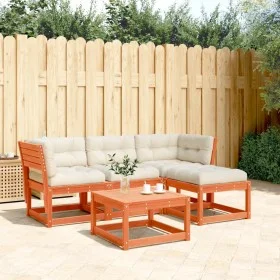 Garden furniture set, 4 pieces with brown waxed pine wood and cushions. by , Garden sets - Ref: Foro24-3216912, Price: 446,39...