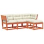 Set muebles jardín 4 pzas con cojines madera pino marrón cera de , Conjuntos de jardín - Ref: Foro24-3216912, Precio: 371,45 €