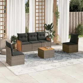 6-piece garden furniture set with gray synthetic rattan cushions by , Garden sets - Ref: Foro24-3259939, Price: 367,94 €, Dis...