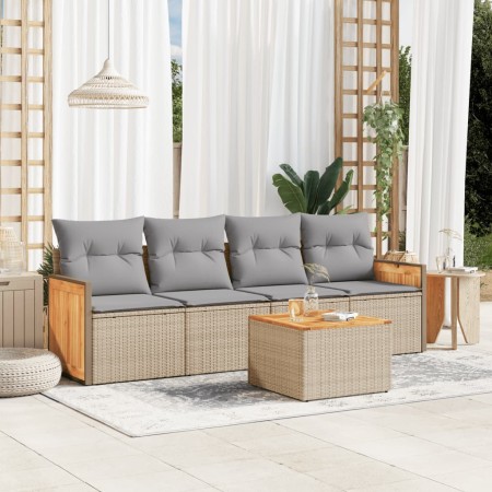 Garden sofa set with 5-piece synthetic rattan beige cushions by , Garden sets - Ref: Foro24-3259861, Price: 315,57 €, Discoun...
