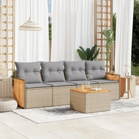 Garden sofa set with 5-piece synthetic rattan beige cushions by , Garden sets - Ref: Foro24-3259861, Price: 322,25 €, Discoun...