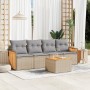 Garden sofa set with 5-piece synthetic rattan beige cushions by , Garden sets - Ref: Foro24-3259861, Price: 315,57 €, Discoun...