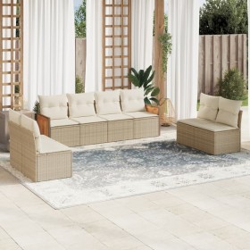 Garden sofa set with beige cushions, 8 pieces, PE rattan. by , Garden sets - Ref: Foro24-3259972, Price: 496,15 €, Discount: %