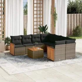 9-piece garden furniture set and gray synthetic rattan cushions by , Garden sets - Ref: Foro24-3259911, Price: 559,82 €, Disc...