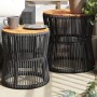 Garden side tables 2 pieces black rattan wooden surface by , Garden tables - Ref: Foro24-366291, Price: 168,49 €, Discount: %