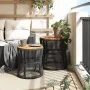 Garden side tables 2 pieces black rattan wooden surface by , Garden tables - Ref: Foro24-366291, Price: 155,75 €, Discount: %