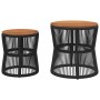 Garden side tables 2 pieces black rattan wooden surface by , Garden tables - Ref: Foro24-366291, Price: 168,49 €, Discount: %