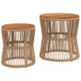Garten-Beistelltische 2 Stück beige Rattan-Holzoberfläche von , Gartentische - Ref: Foro24-366293, Preis: 161,17 €, Rabatt: %